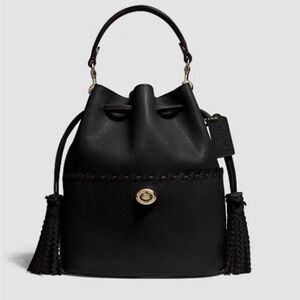Coach Black Leather Bucket Bag